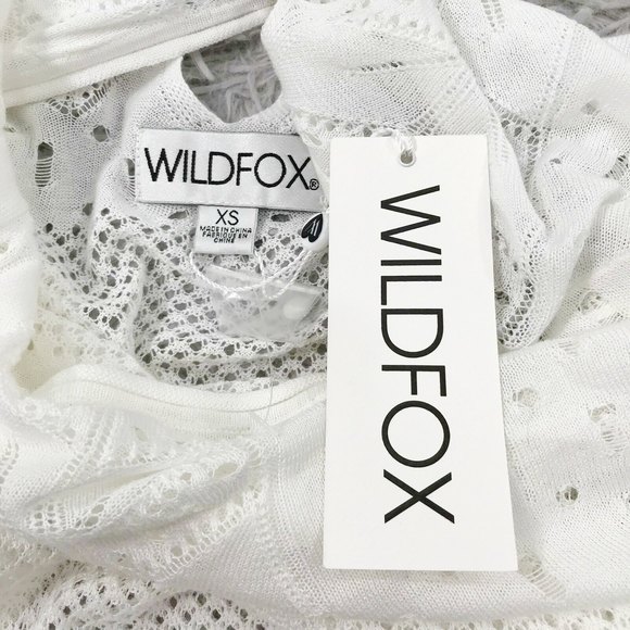 new WILDFOX sweater XS White Open Knit bell Sleeve festival beach cottagecore - Picture 4 of 5